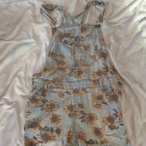 Floral Denim Overalls